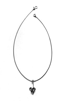 PETAL $175-sterling silver necklace of three convex petals that spin on the stamen (16" snake chain)